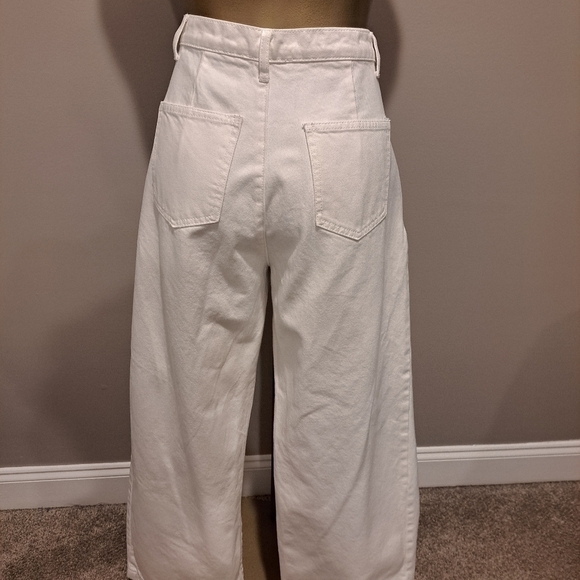 Grey Lab White Wrapped Waist Pleated Ankle Length Denim Jeans - Picture 3 of 6